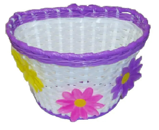 Front Flower Basket White/Purple