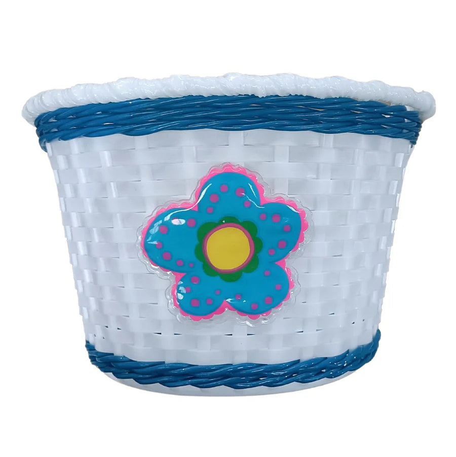RASCAL KIDS FRONT PLASTIC BASKET SMALL - BLUE - FLOWER