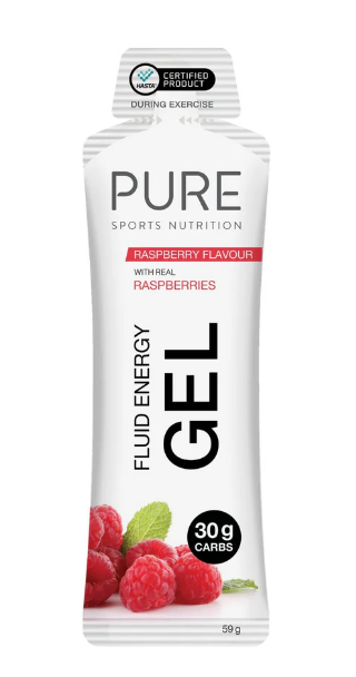 Pure Fluid Energy Gel 59g - Raspberry - NO CAFFEINE (18 gels) single