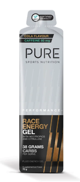 Pure Performance Plus Race Energy Gel - Cola + Caffeine Flavour 70g (16 gels) single