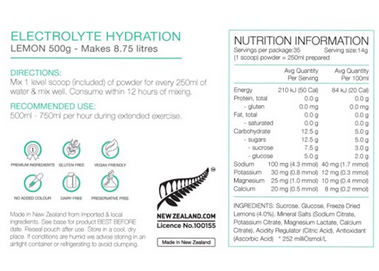 PURE ELECTROLYTE HYDRATION (18) 500g LEMON (WADA batch tested)