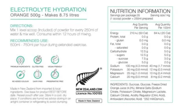 PURE ELECTROLYTE HYDRATION 500g ORANGE